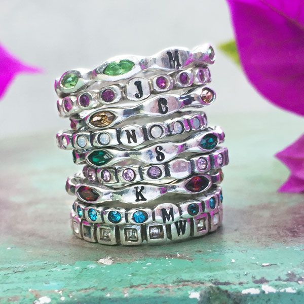 Stackable Infinity Birthstone Bands